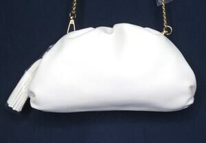 New UNDERSTATED LEATHER x CURATEUR Cream Vegan Leather Clutch Cocktail Bag